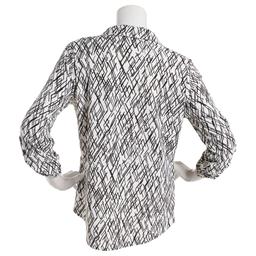 Womens Emily Daniels 3/4 Sleeve Abstract Lines Blouse w/Pockets