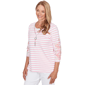 Petite Alfred Dunner Classics 3/4 Floral Sleeve Stripe Blouse - image 3