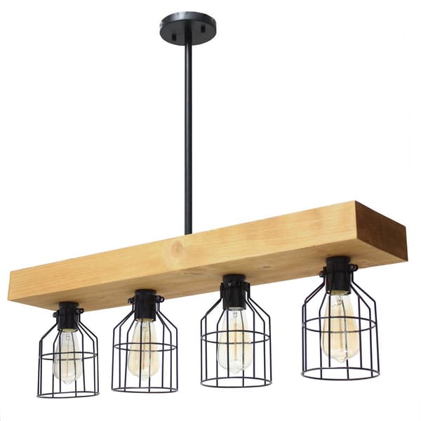 Lalia Home Barnlitt 4 Light Farmhouse Beam Pendant Light Fixture