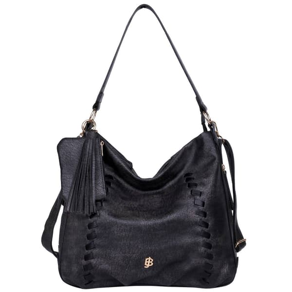 Julia Buxton Whip Stitch Vegan Leather Hobo Bag - image 