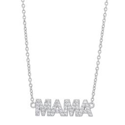 Sterling Silver Cubic Zirconia Mama Dangle Necklace