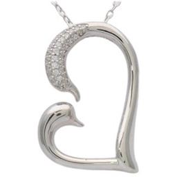 Diamond Classics(tm) Sterling 1/10ctw. Diamond Swan Heart Pendant