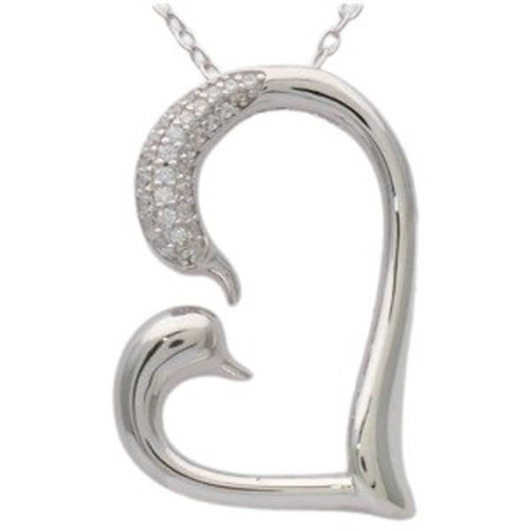Diamond Classics(tm) Sterling 1/10ctw. Diamond Swan Heart Pendant - image 