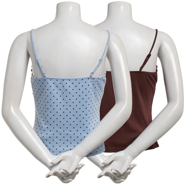 Juniors Pink Rose 2pk Ribbed Babydoll Camisoles