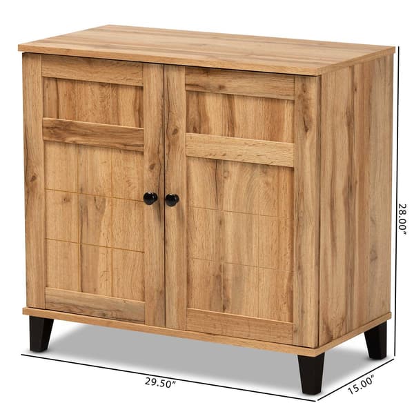 Baxton Studio Glidden Oak Brown Wood 2-Door Shoe Storage Cabinet