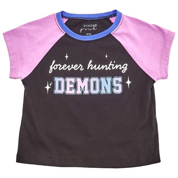 Girls (7-16) Shaded Pink Forever Hunting Demons Tee - image 