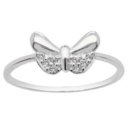 Marsala 6.5mm Sterling Silver CZ Accent Butterfly Ring