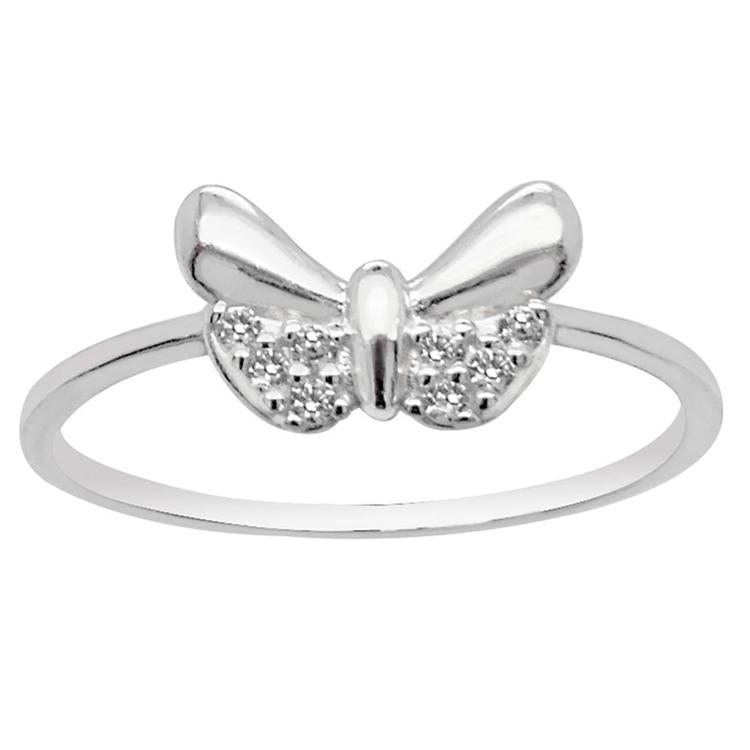Marsala 6.5mm Sterling Silver CZ Accent Butterfly Ring