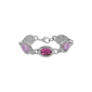 1928 Silver-Tone Oval Purple Scarab Bracelet - image 1