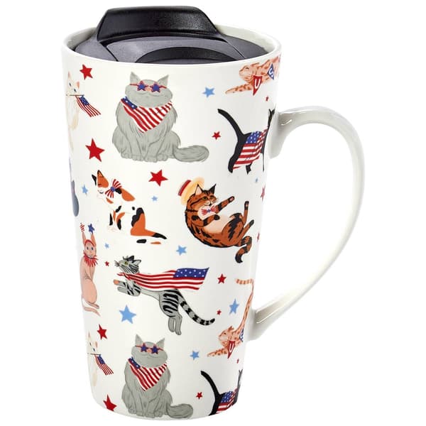 Godinger Cat Americana Travel Mug - image 