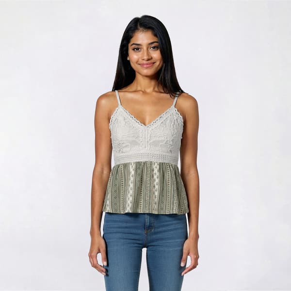 Juniors Derek Heart Lace Bodice Tank Top with Molded Cup
