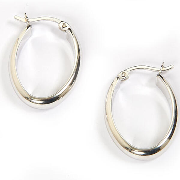 Sterling Silver Polished Oval Hoop Earrings - image 