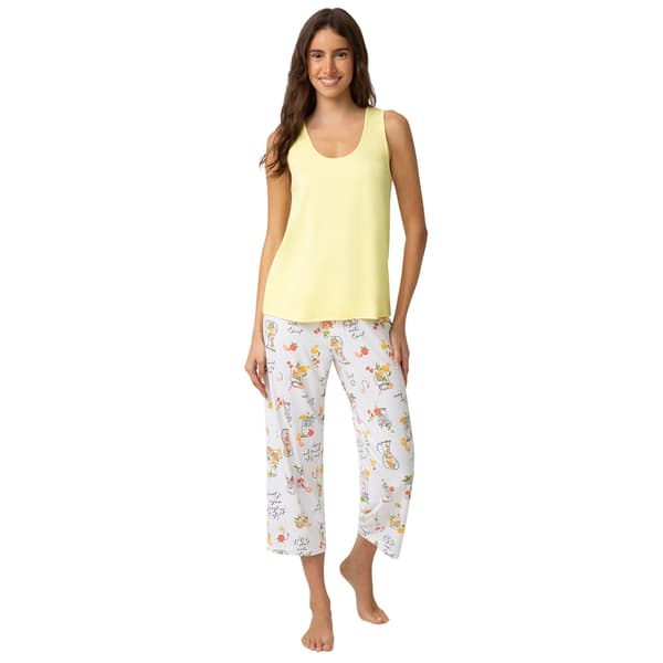 Womens HUE® Solid Top Sweet As Tea Printed Capri 3 Piece Set