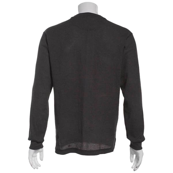 Mens Preswick & Moore® Long Sleeve Thermal Charcoal Pajama Shirt