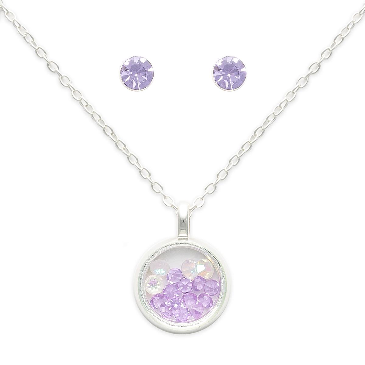 June Mini Birthstone Shaker Necklace & Earring Set