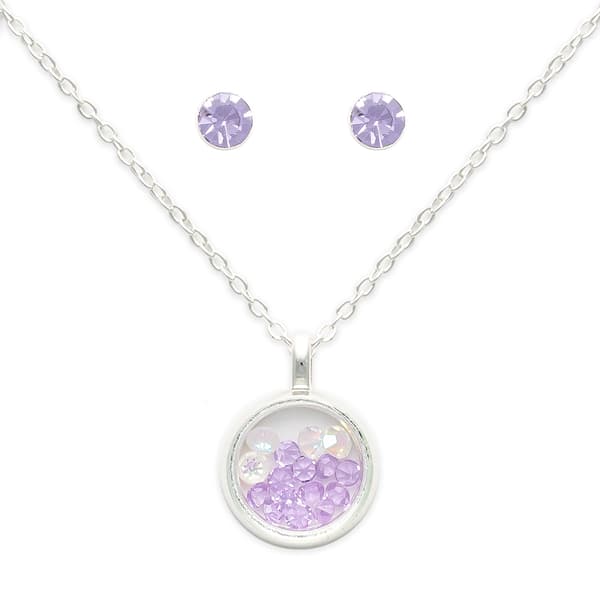 June Mini Birthstone Shaker Necklace & Earring Set - image 
