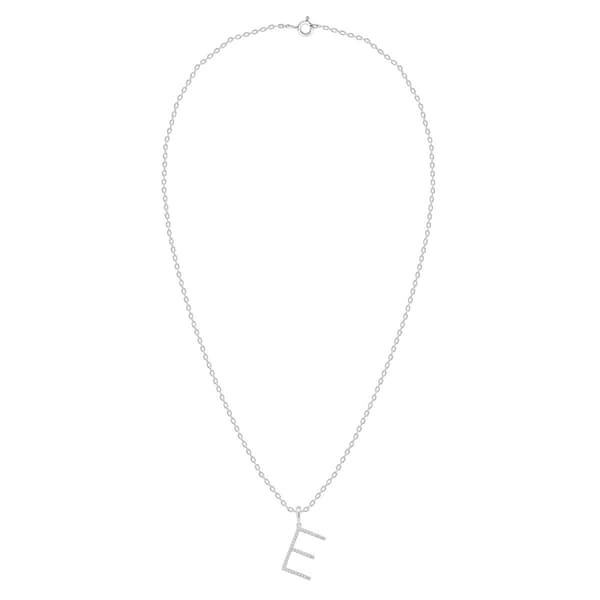 Nova Star® Sterling Silver Lab-Grown Diamond Initial E Pendant