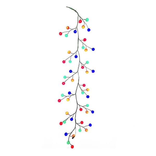 Kurt S. Adler 6ft. Green Garland w/ 48 Multicolor LED Ball Lights