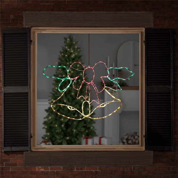 Northlight Lighted Christmas Bell & Bow Window Silhouette Décor