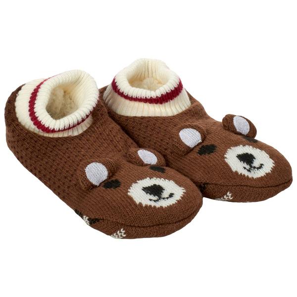 Womens Fuzzy Babba Single Cuffer Bear Slipper Socks - image 