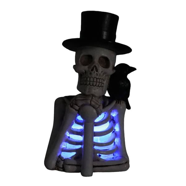 Skeleton Wearing a Hat with Black Bird Décor