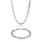 Mens Lynx Stainless Steel Figaro Chain Necklace & Bracelet Set - image 1