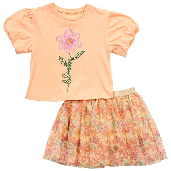 Girls &#40;4-6x&#41; Kids Headquarters&#40;R&#41; Puff Sleeve Top & Tutu Skort Set - image 