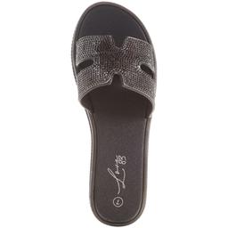 Womens Love 83 Rhinestone Band Jelly Sandals
