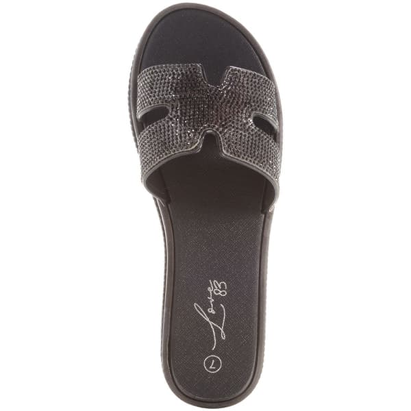 Womens Love 83 Rhinestone Band Jelly Sandals