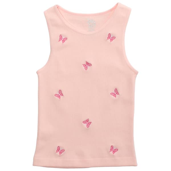 Girls (7-16) Jolie & Joy Butterfly Embroidered Seamless Tank Top - image 