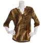 Plus Size Emily Daniels 3/4 Sleeve Abstract Zip Front Blouse - image 2
