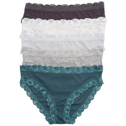 Womens Laura Ashley(R) 5Pk ribbed Bikini Panties - LS6625-5PKAO