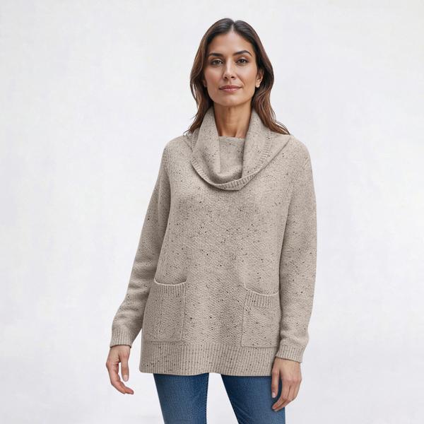 Womens Chloe & Jasmine Fleck 2 Pocket Cowl Neck Sweater