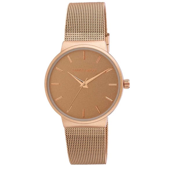 Womens Laura Ashley&#40;R&#41; Minimalist Rose Gold Mesh Watch - LA31043RG