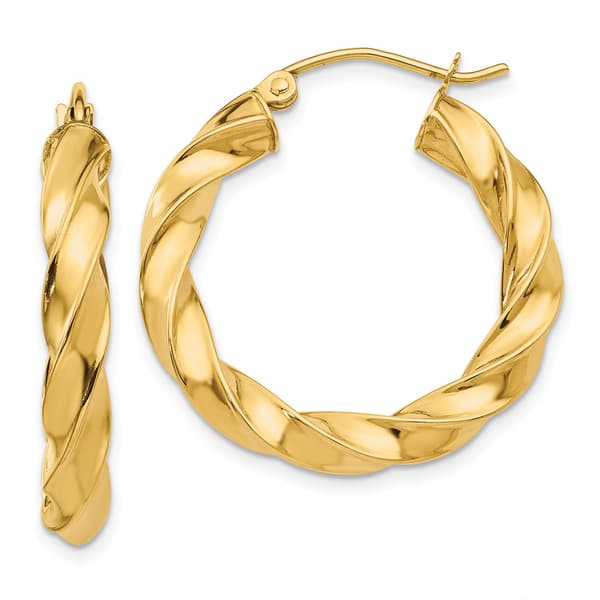 Gold Classics&#40;tm&#41; 14kt. Gold 4mm Twisted Hoop Earrings - image 