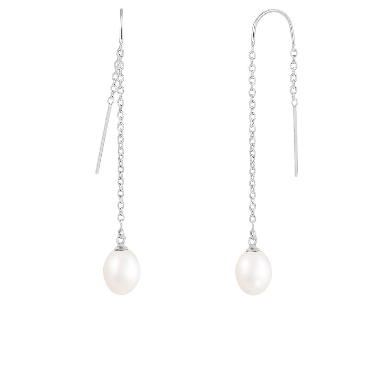 Splendid Pearls Sterling Silver White Pearl Threader...