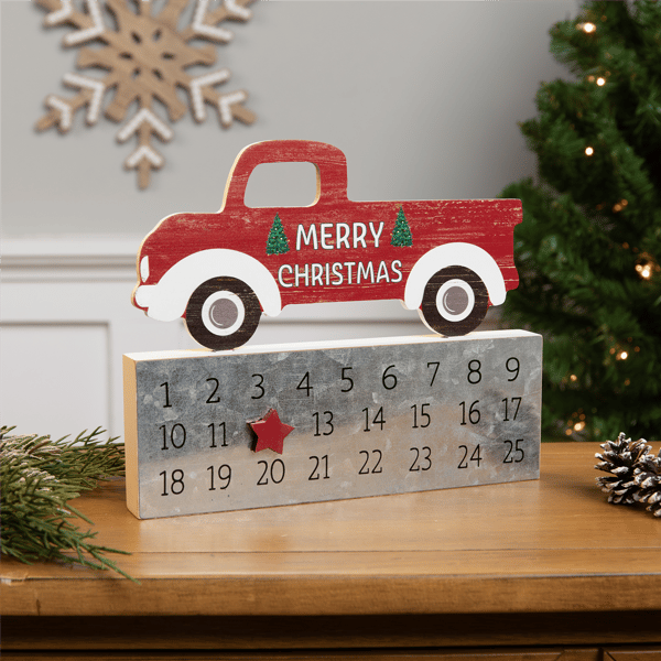 Northlight Merry Christmas Truck Wooden Advent Calendar - image 