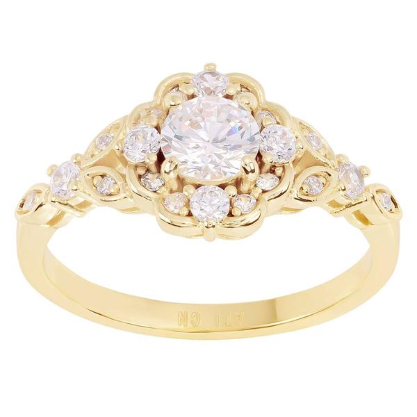 Athra 14kt. Gold over Brass CZ Halo Ring - image 