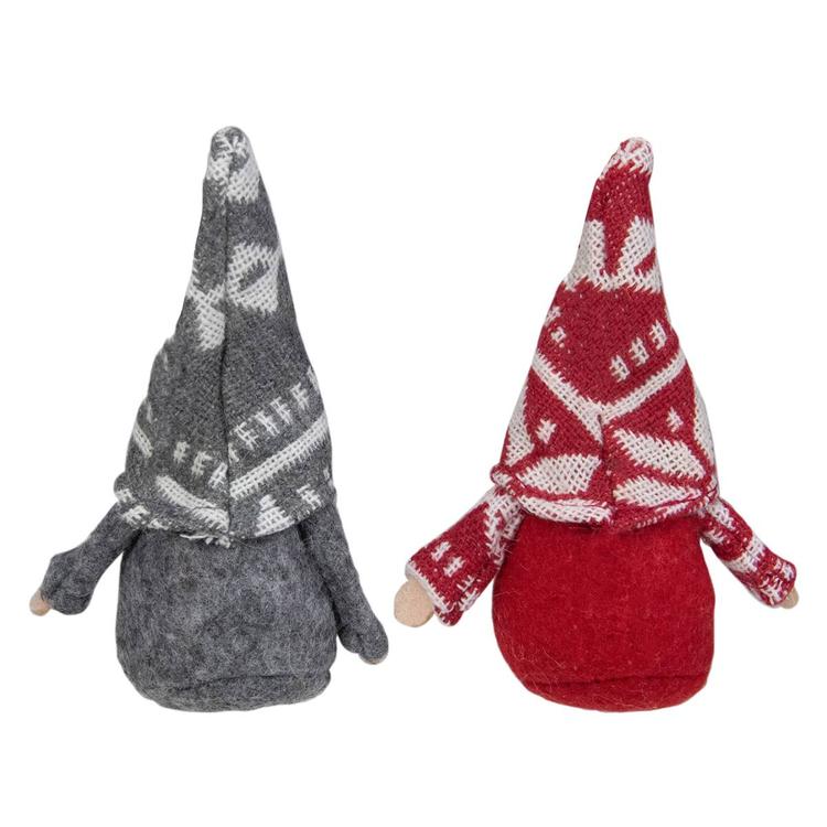 Northlight Seasonal Grey & Red Santa Gnome Ornaments - Set of 2