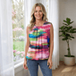 Womens Nicole Miller Sleeveless Pleated Ombre Bubble Hem Blouse - image 1