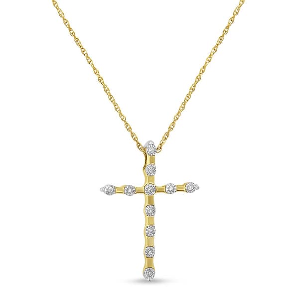 Haus of Brilliance 10kt. Gold Plated Diamond Cross Pendant