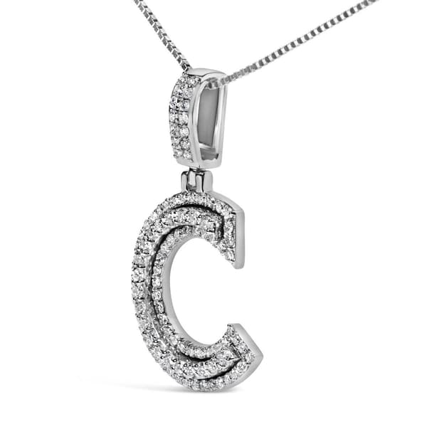 Haus of Brilliance Silver 7/8ctw. Lab Grown Diamond C Pendant