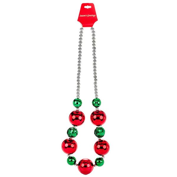 Red & Silver Stripe Crystal Necklace