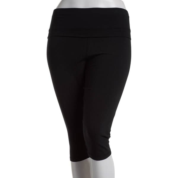 Juniors Plus No Comment Fold Over Capri Leggings