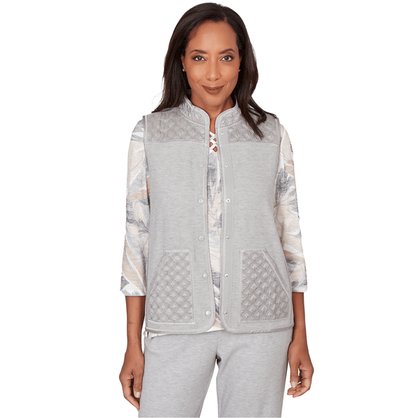 Womens Alfred Dunner Comfort & Joy Quilted Snap Front Vest
