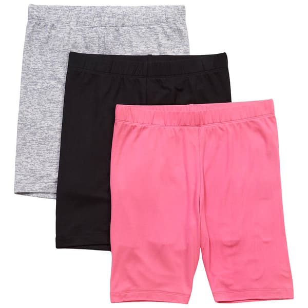 Girls (7-16) Star Ride(R) 3pk. Solid/Marled Bike Shorts - image 