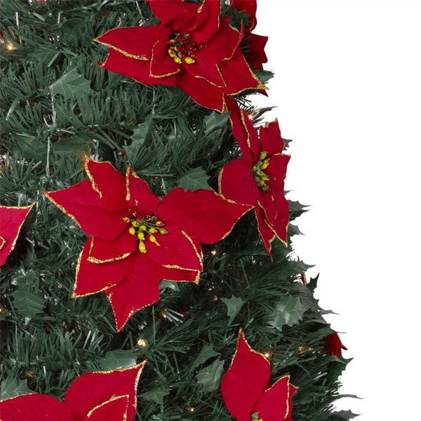 Northlight 6ft. Pre-Lit Slim Poinsettia Pop-Up Christmas Tree