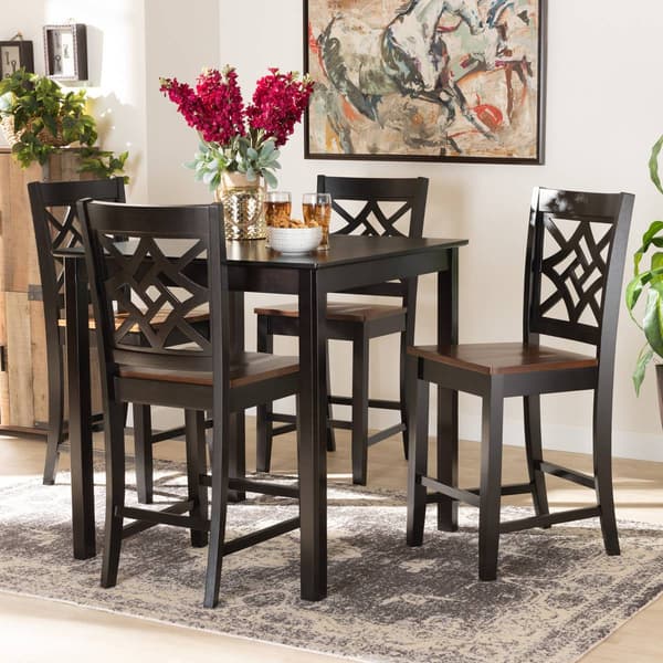 Baxton Studio Nicolette Two-Tone Brown Wood 5pc. Pub Set