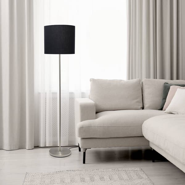 Simple Designs Brushed Nickel Drum Shade Floor Lamp