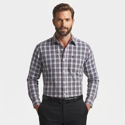 Mens Chaps Long Sleeve Stretch Plaid Button Down - Port